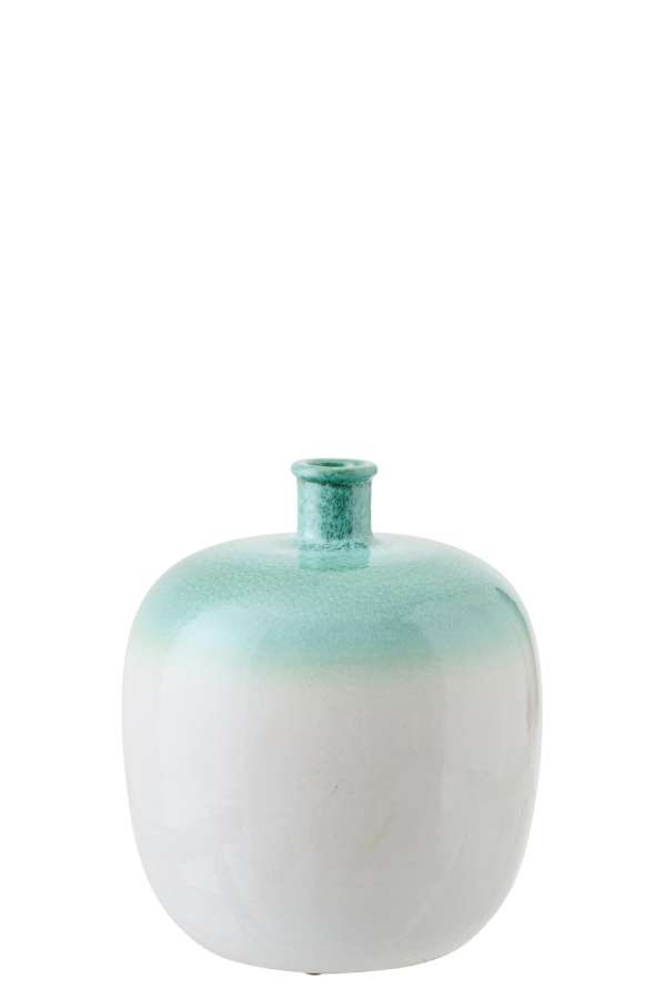 VASE CERAMIC MINT GREEN/WHITE