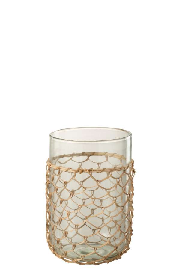 VASE KNITTING GLASS/CANE TRANSPARENT SMALL