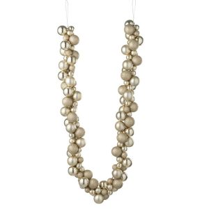 GARLAND CHRISTMAS BAUBLES PLASTIC LIGHT BEIGE