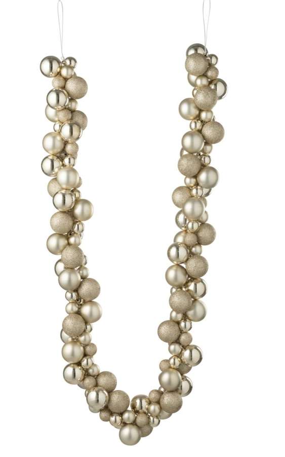 GARLAND CHRISTMAS BAUBLES PLASTIC LIGHT BEIGE