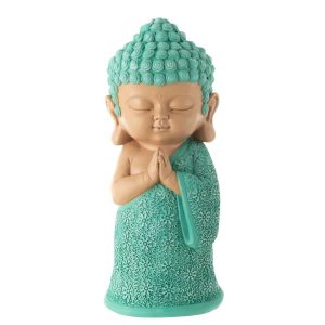 MONK PRAYING RESIN AZURE