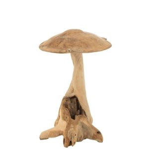 DECORATION MUSHROOM TEAK WOOD NATURAL LARGE