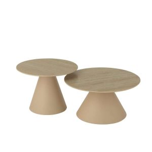 SET OF 2 SIDE TABLE CONE IRON ECRU/BEIGE