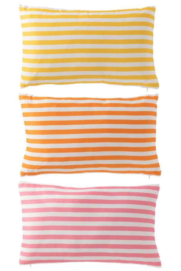 CUSHION OUTDOOR RECTANGLE STRIPED POLYESTER MULTICOLORED ASSORTMENT OF 3