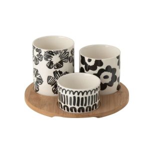 APPETIZER SET CERAMIC WHITE/BLACK SMALL
