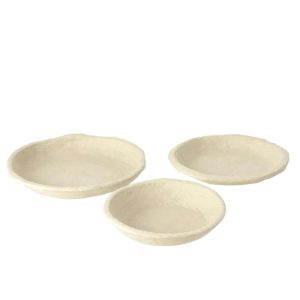 SET OF 3 BOWLS CHAD PAPIER MACHE WHITE