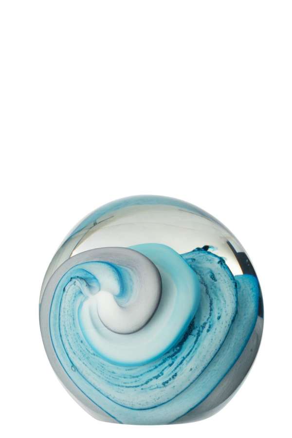 PAPERWEIGHT TORNADO GLASS BLUE