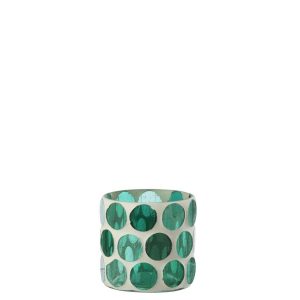 CANDLE HOLDER GLASS TURQUOISE SMALL