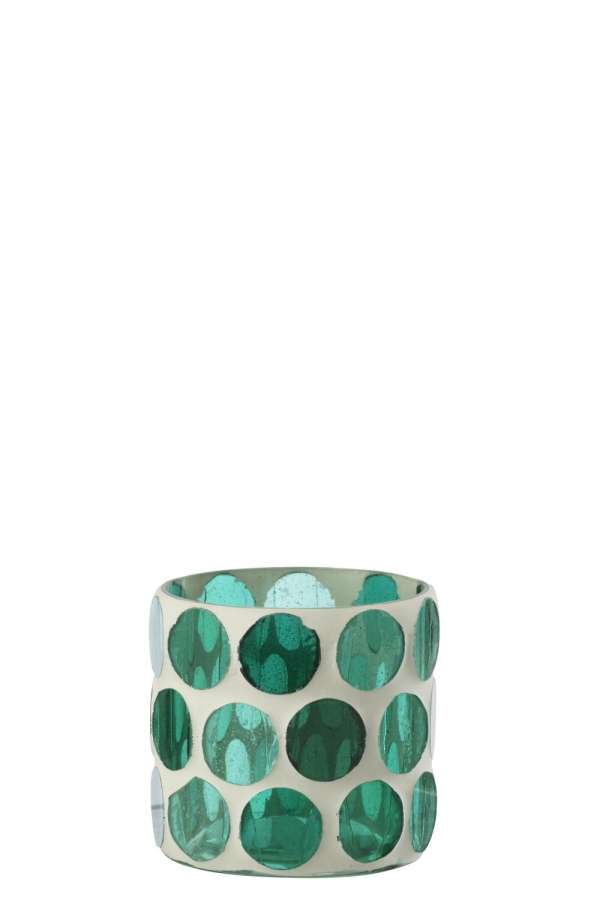 CANDLE HOLDER GLASS TURQUOISE SMALL