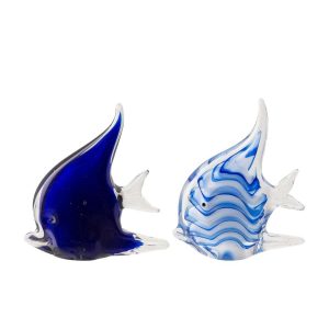 PAPERWEIGHT FISH STRIPED GLASS BLUE LARGE ASSORTMENT OF 2