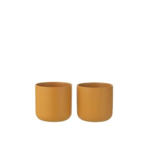 FLOWERPOT GEN CERAMIC OCHRE MEDIUM ASSORTMENT OF 2