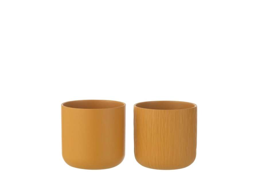 FLOWERPOT GEN CERAMIC OCHRE MEDIUM ASSORTMENT OF 2