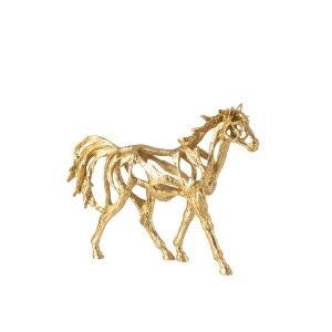 HORSE RUNNING POLYRESIN GOLD COLORED SMALL