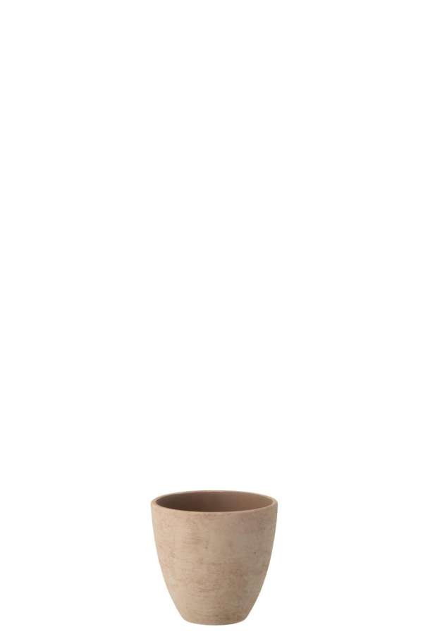FLOWERPOT ROUND POTTERY LIGHT BEIGE SMALL