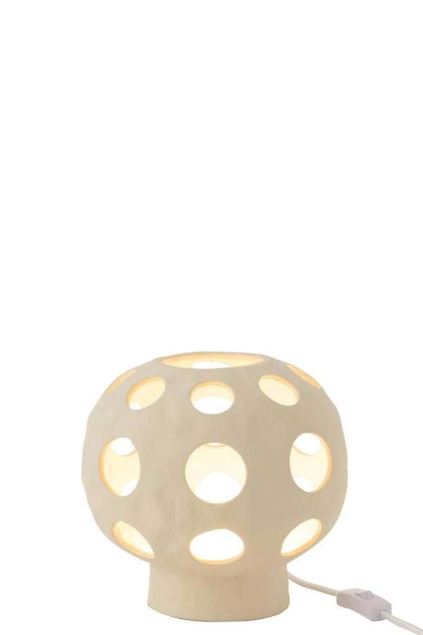 TABLE LAMP GLOBE STONEWARE BEIGE