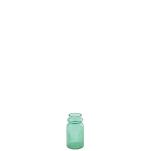 VASE  STRIPED GLASS EMERALD GREEN