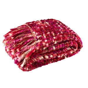 BLANKET KNITTED ACRYLIC DARK PINK