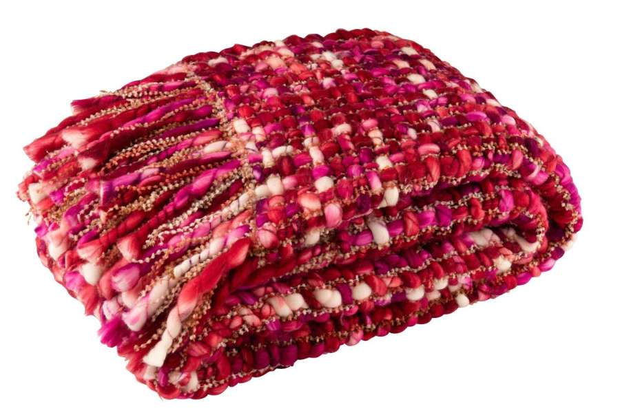BLANKET KNITTED ACRYLIC DARK PINK
