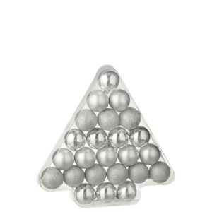 BOX OF 24 CHRISTMAS BAUBLE PLASTIC SILVER COLORED