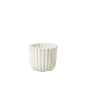 FLOWERPOT RIBBED CEMENT WHITE MEDIUM