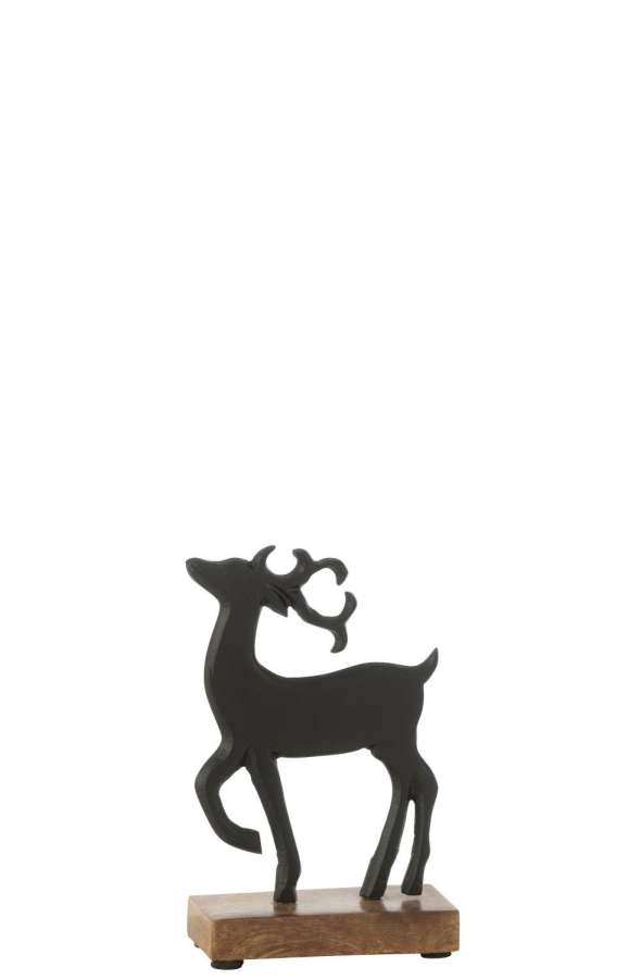 REINDEER ON BASE ALUMINIUM/WOOD BLACK SMALL