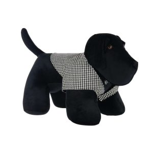 DOORSTOP DOG PIED-DE-POULE POLYESTER BLACK/WHITE