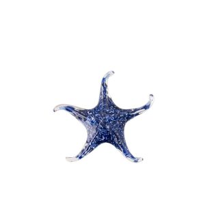 PAPERWEIGHT SEASTAR DOTS GLASS BLUE
