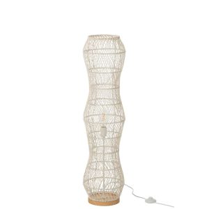 FLOOR LAMP RATTAN BRAIDED METAL WHITE