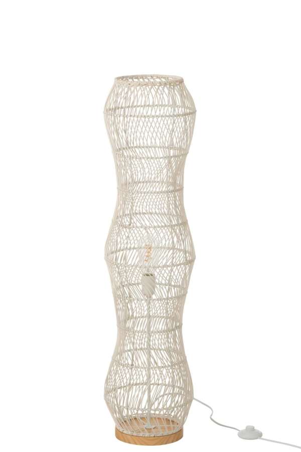 FLOOR LAMP RATTAN BRAIDED METAL WHITE
