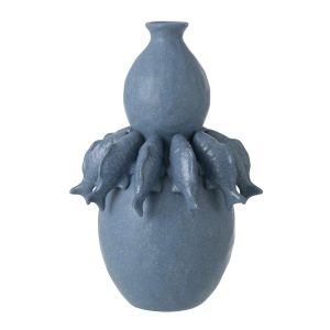 VASE FISH CERAMIC BLUE LARGE