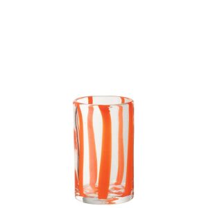 DRINKING GLASS STRIPES GLASS TRANSPARENT/ORANGE
