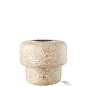TABLE LAMP MOSAIC GLASS BEIGE/WHITE LARGE
