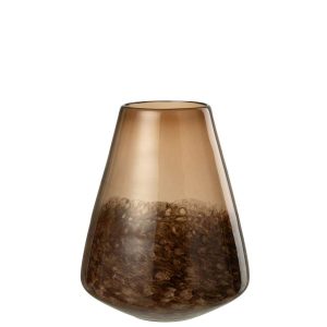 VASE CONE GLASS DARK BROWN SMALL