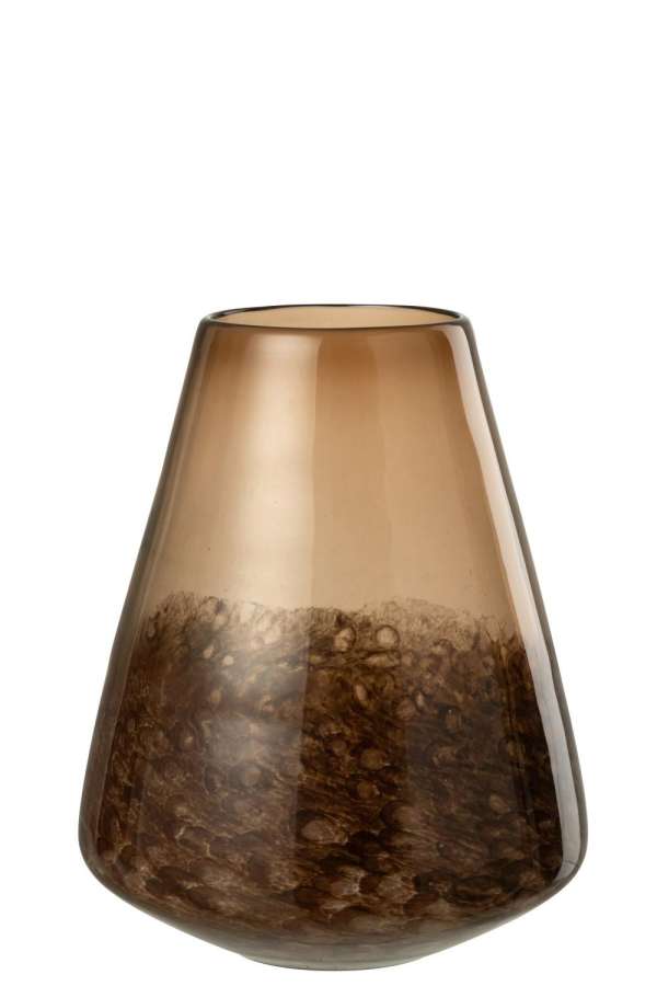 VASE CONE GLASS DARK BROWN SMALL