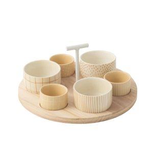 TAPAS SERVICE 6 SETS+WOOD TRAY WINDOWBOX CREAM/WHITE