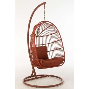 HANGING CHAIR EGGA STEEL/ROPE RED