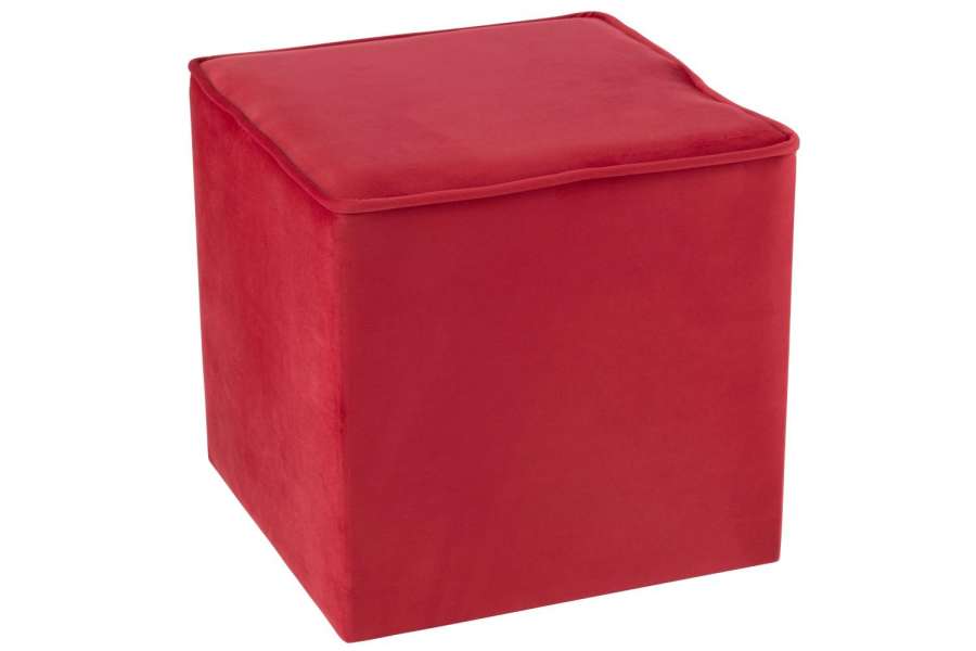 POUF CUBE VELVET RASPBERRY