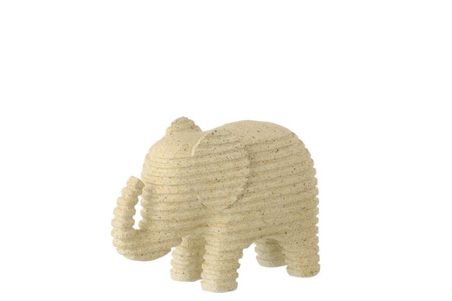 ELEPHANT STRIPED POLYRESIN BEIGE SMALL