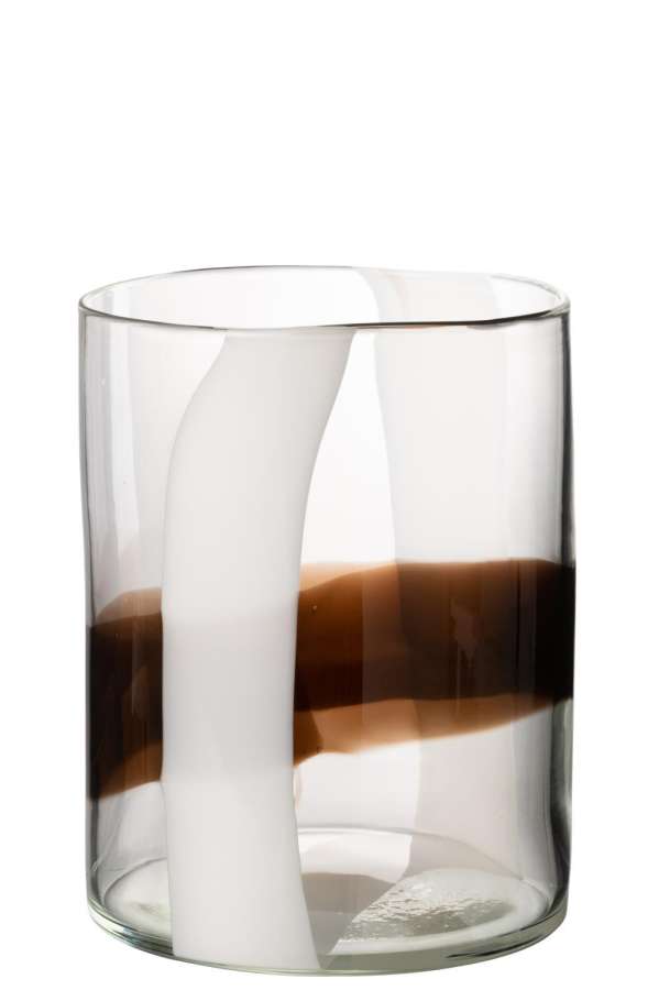 VASE IGGY GLASS WHITE/BROWN SMALL