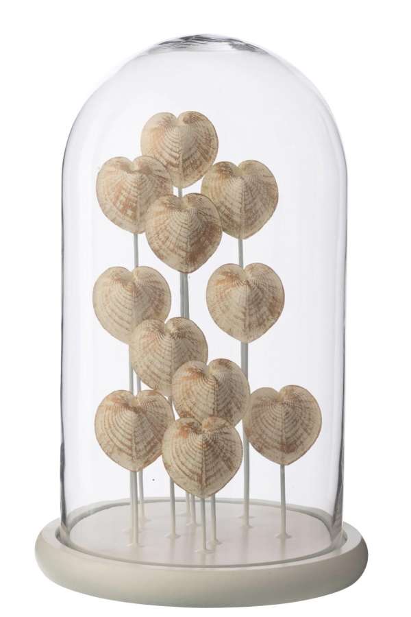 DECORATIVE BELL JAR SHELL GLASS WHITE/OFF-WHITE LARGE