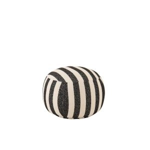 POUFFE STRIPED PLYWOOD BLACK/OFF-WHITE