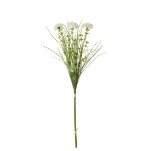 BUNDLE OF 3 CARNATION WITH GRASS TEXTILE WHITE