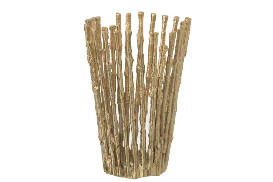 CANDLE HOLDER ALUMINIUM GOLD COLORED LARGE