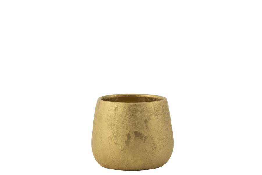 FLOWERPOT ROUND CERAMIC GOLD SMALL