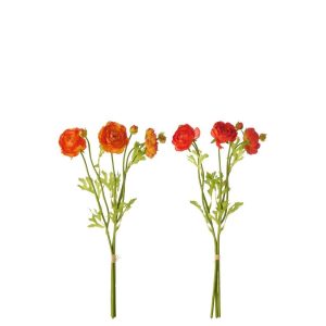 BUNDLE OF 3 RANUNCULUS TEXTILE DARK ORANGE/DARK RED LARGE ASSORTMENT OF 2