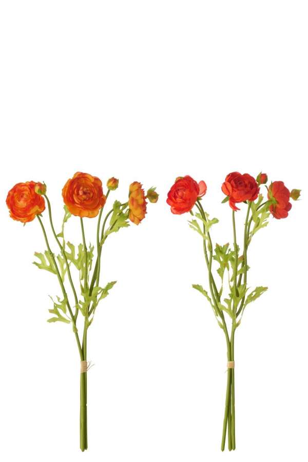 BUNDLE OF 3 RANUNCULUS TEXTILE DARK ORANGE/DARK RED LARGE ASSORTMENT OF 2