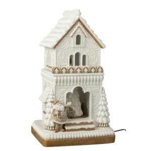GINGERBREAD LED HOUSE  +  SANTA CLAUS LIMEPOWDER BEIGE/WHITE