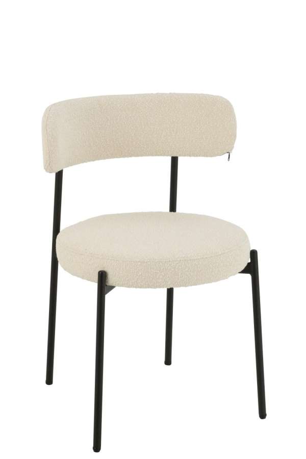 CHAIR BOUCLE PLYWOOD/POLYESTER WHITE/BLACK