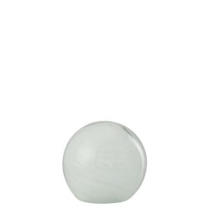 PAPERWEIGHT TWISTER ROUND GLASS WHITE MEDIUM