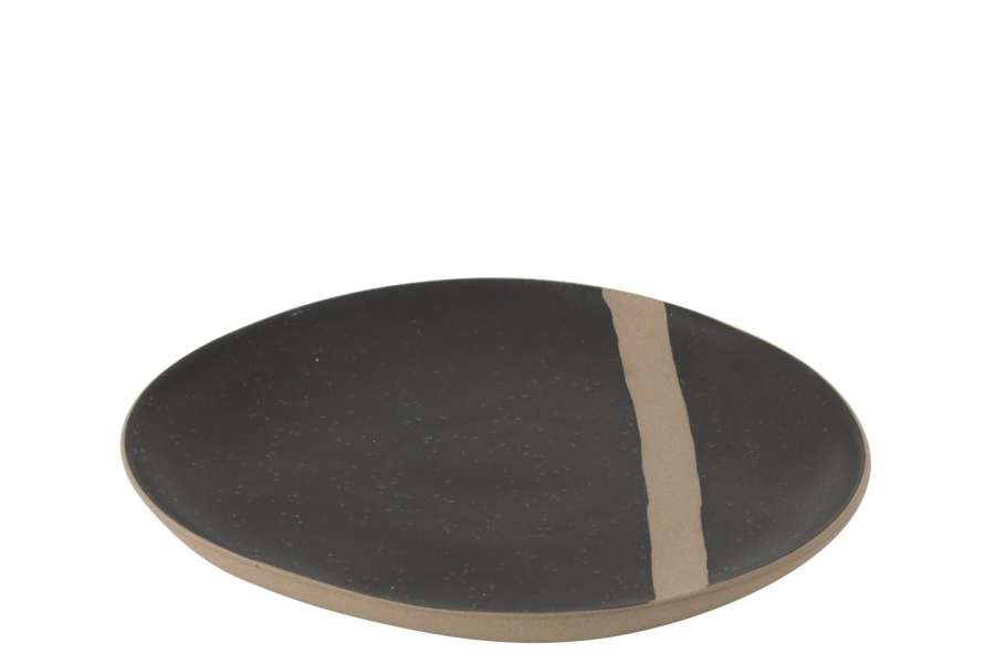 PLATE  CERAMIC BLACK/TAUPE SMALL
